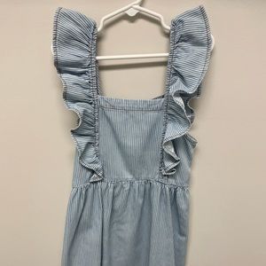 Tinycottons denim stripe ruffle dress size 8